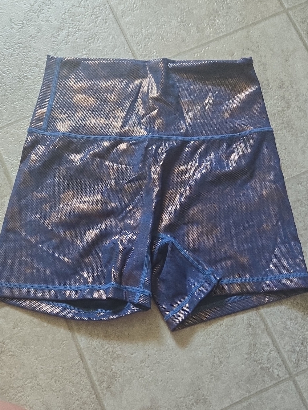 aerie Shimmery Blue High-Waist Bike Shorts
